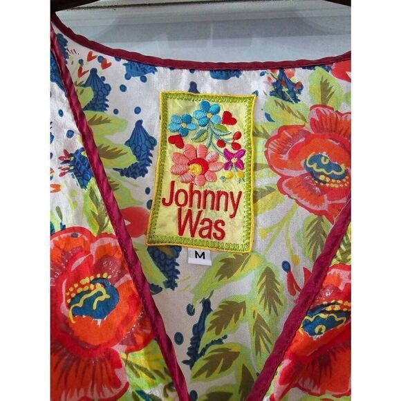 Women's‎ Johnny Was Silk Embroidered Floral Top Tunic Dress Size Medium - Picture 5 of 13